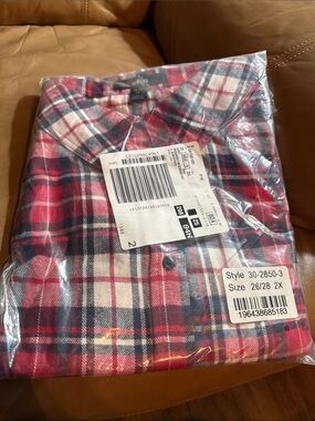 ellos Red, Navy & White Plaid Button-Down Shirt